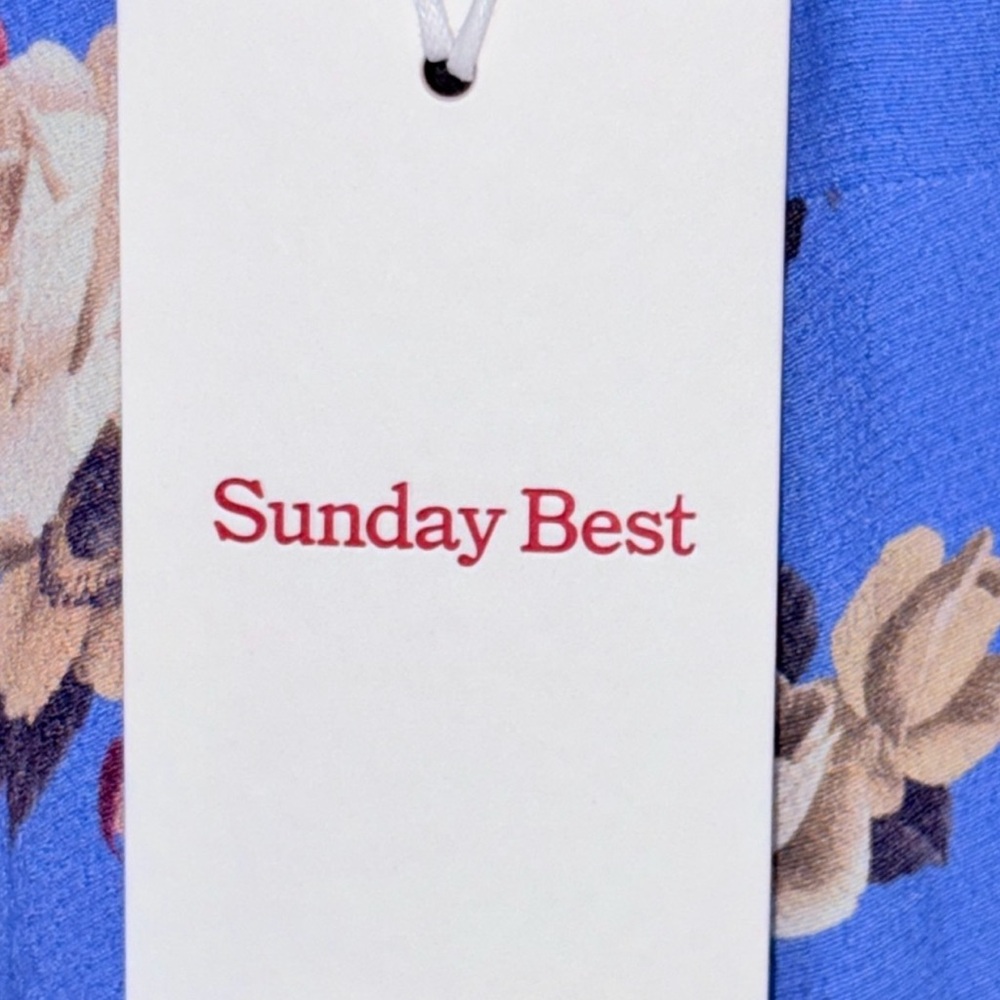 NWT Sunday Best Blue V-Neck Sundress with Bishop Sleeves - Picture 3 of 7